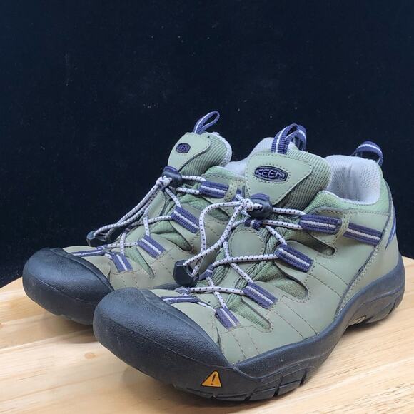 Keen Sturdy Shoes Youth Children’s Size 6y Elastic Laces Rubber Toes army green - Picture 2 of 8